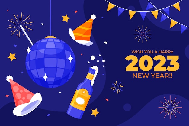 Flat new year 2023 background