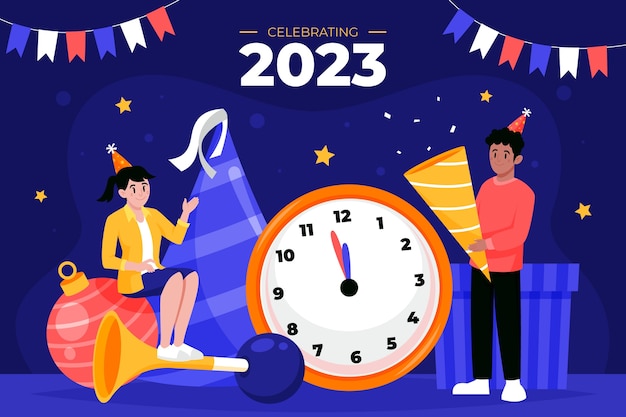 Плоский новый год 2023 фон