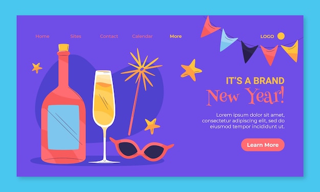 Flat new year 2023 landing page template