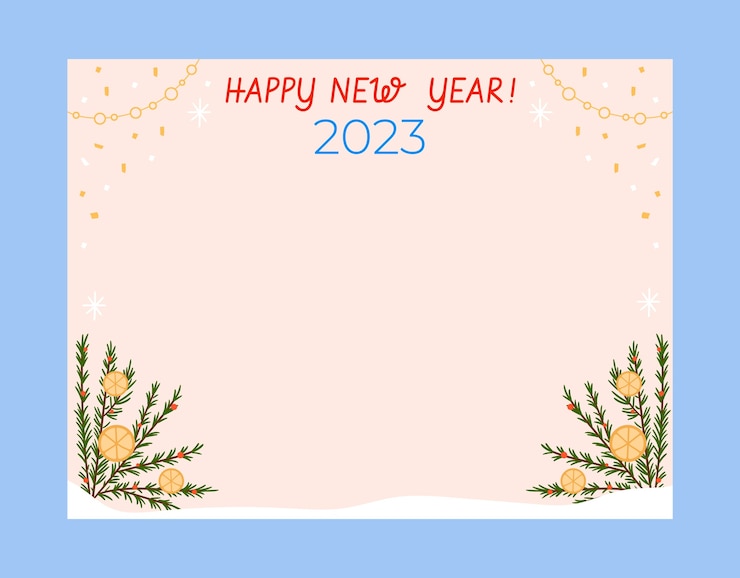 무료 Vector 평면 새해 2023 photocall 템플릿