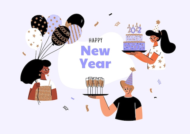 Flat new year background