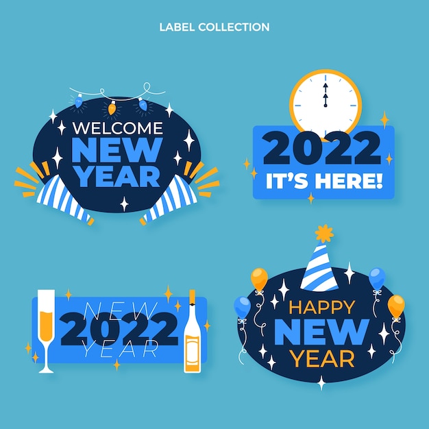 Free vector flat new year badges collection