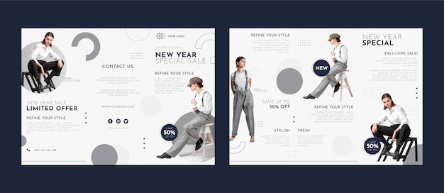 Free vector flat new year brochure template