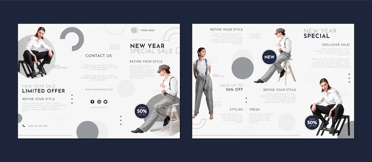 Free Vector flat new year brochure template