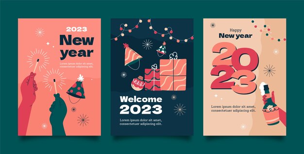 flat new year cards collection