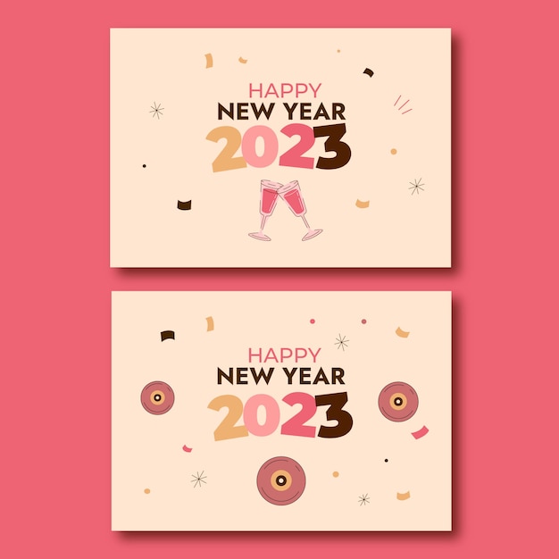 Free vector flat new year cards collection