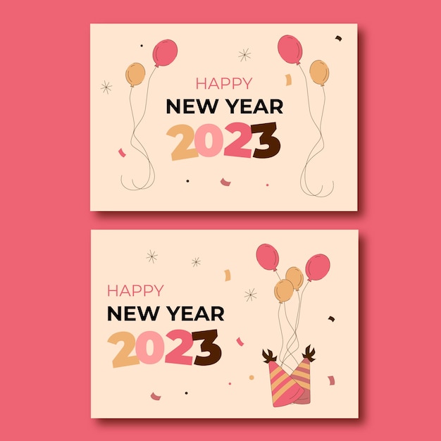 Free vector flat new year cards collection