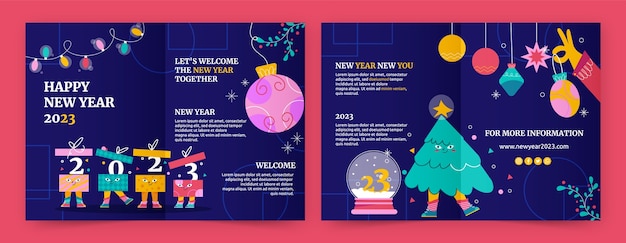 flat new year celebration brochure template