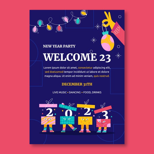 flat new year celebration poster template
