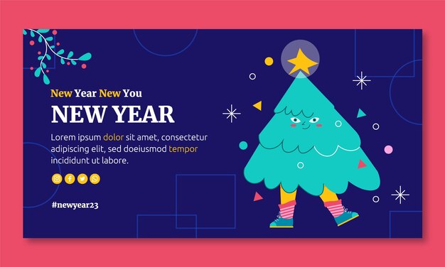 flat new year celebration social media promo template