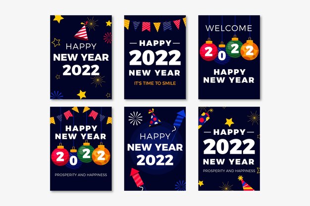 Flat new year greeting card template
