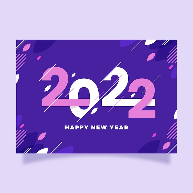 Flat new year greeting card template