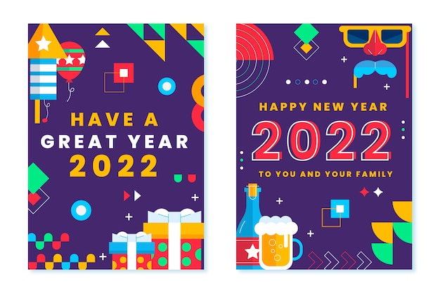 Free vector flat new year greeting card template