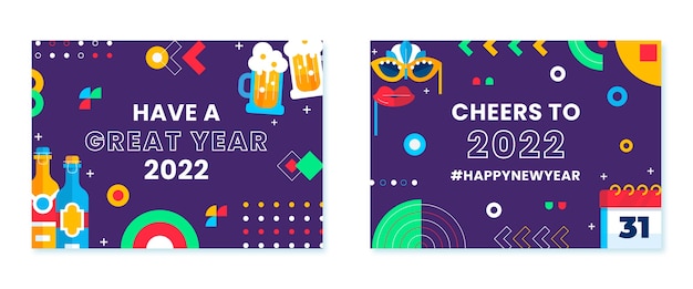 Плоский новогодний шаблон поздравительной открытки