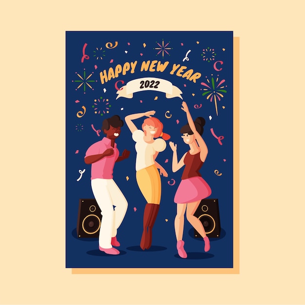 Free vector flat new year greeting card template