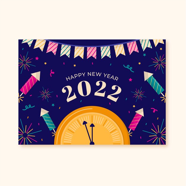 Flat new year greeting card template
