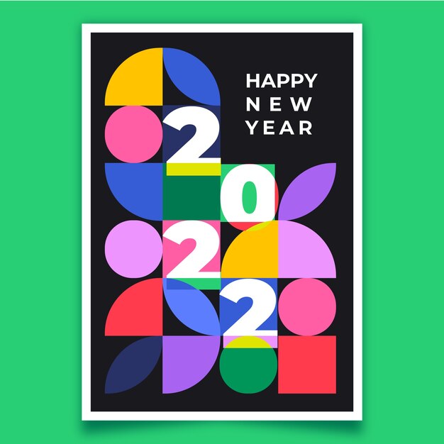 Flat new year greeting card template