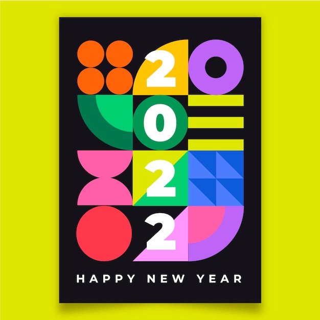 Free vector flat new year greeting card template