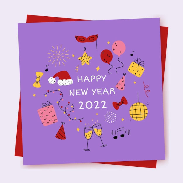 Free vector flat new year greeting card template