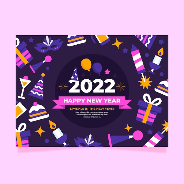 Free vector flat new year greeting card template