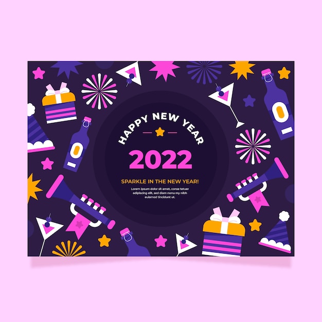 Flat new year greeting card template