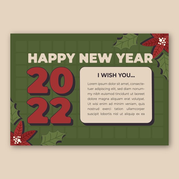 Flat new year greeting card template