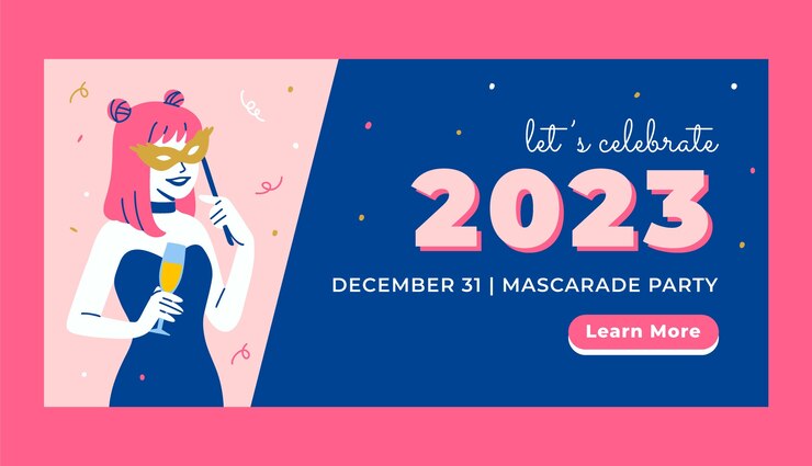 Free Vector flat new year horizontal banner template