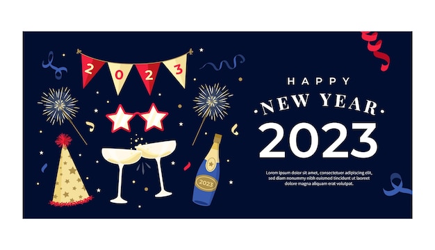 Flat new year horizontal banner template