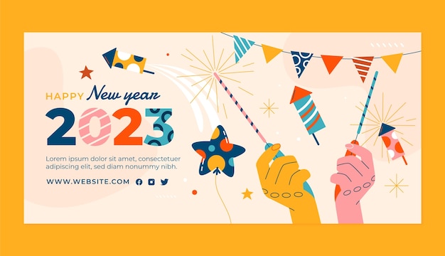 Free vector flat new year horizontal banner template