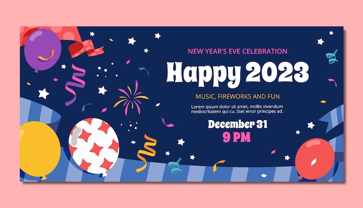 免費 Vector 新年平面水平旗模板