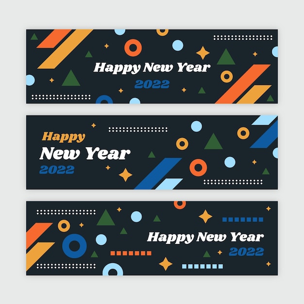 Free vector flat new year horizontal banners set