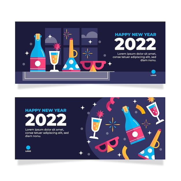 Free vector flat new year horizontal banners set