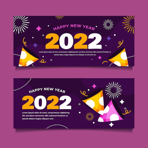 Free vector flat new year horizontal banners set