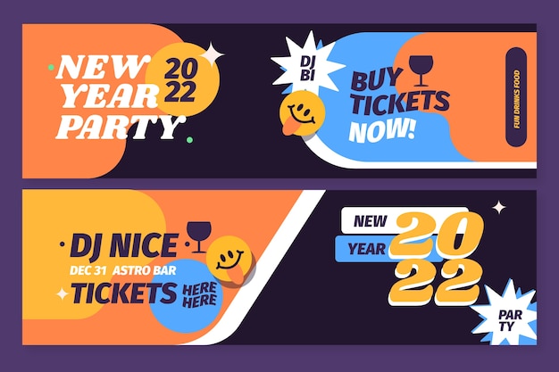 Free vector flat new year horizontal banners set