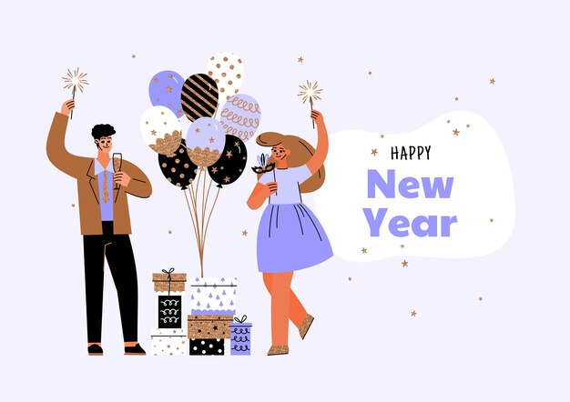 Flat new year illustration