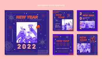 Free vector flat new year instagram posts collection