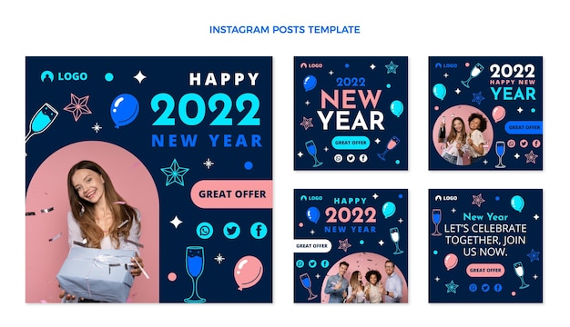 フラット新年のInstagramの投稿コレクション