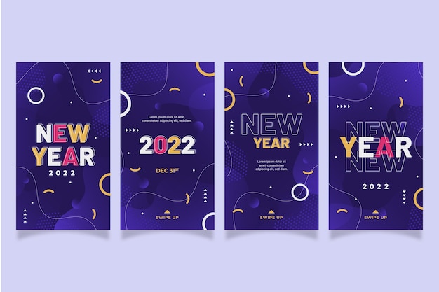 Flat new year instagram stories collection