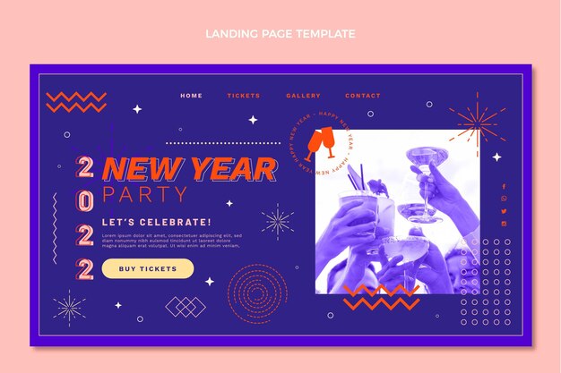 Flat new year landing page template