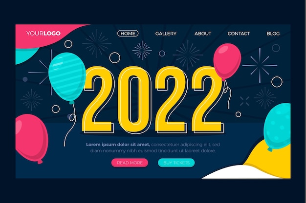 Flat new year landing page template