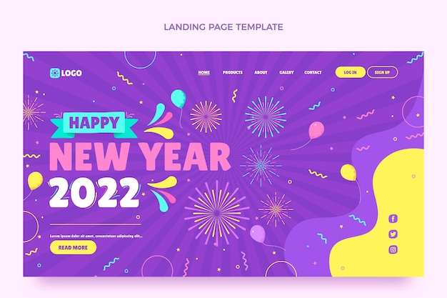 Free vector flat new year landing page template