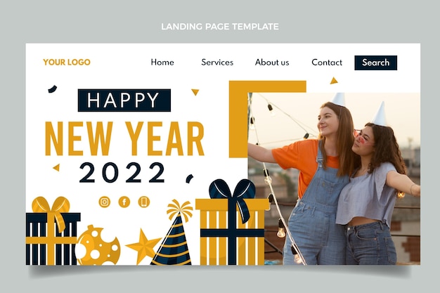 フラット新年のランディングページテンプレート