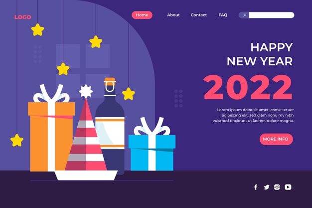 Flat new year landing page template