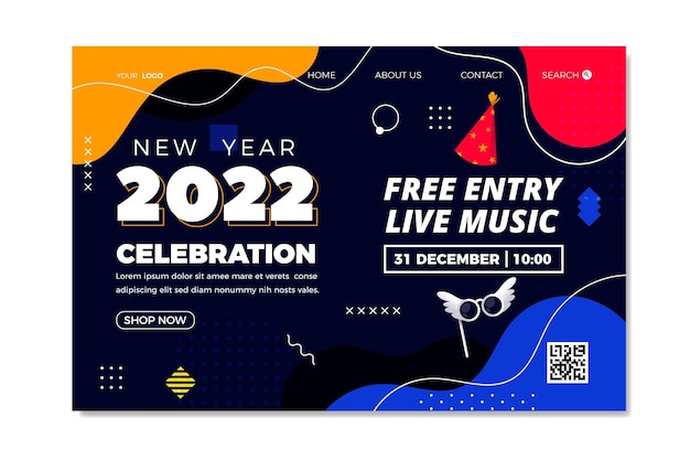 Free vector flat new year landing page template