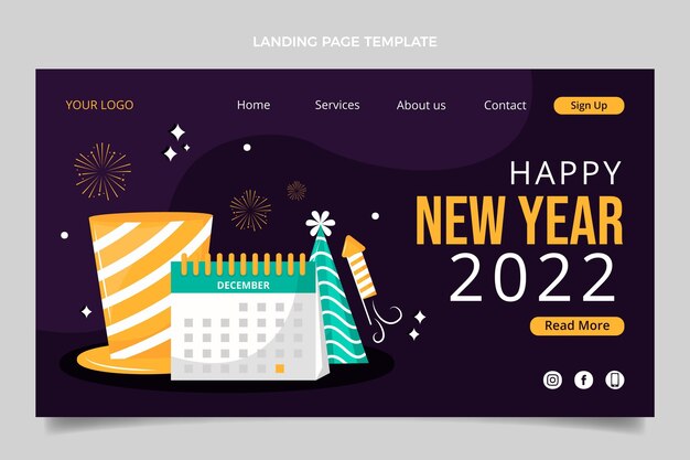Free vector flat new year landing page template