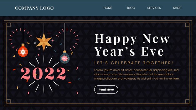 Flat new year landing page template