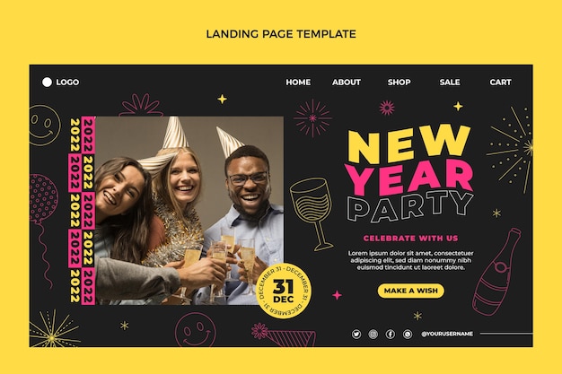 Free vector flat new year landing page template