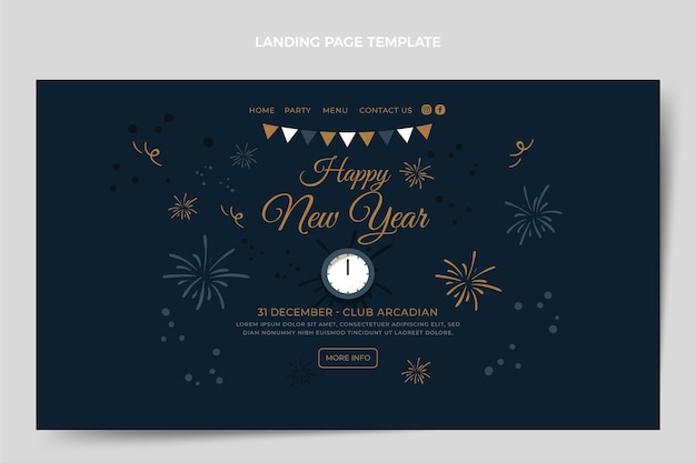 Free vector flat new year landing page template