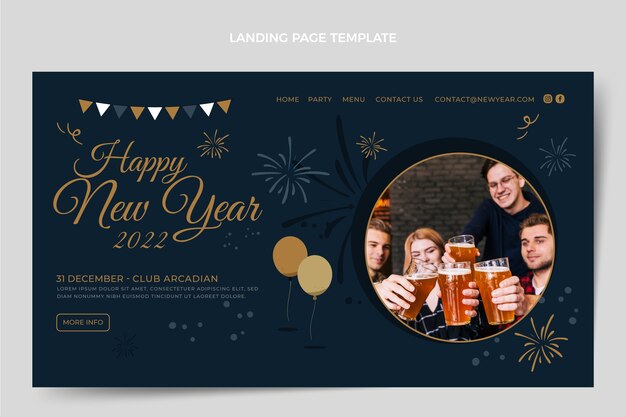 flat new year landing page template