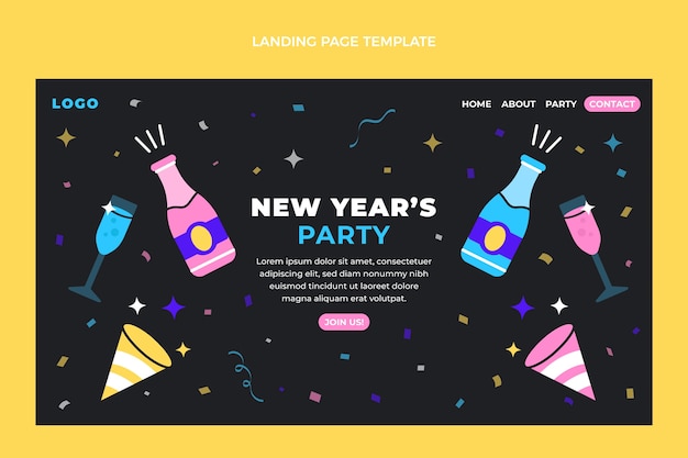 Flat new year landing page template